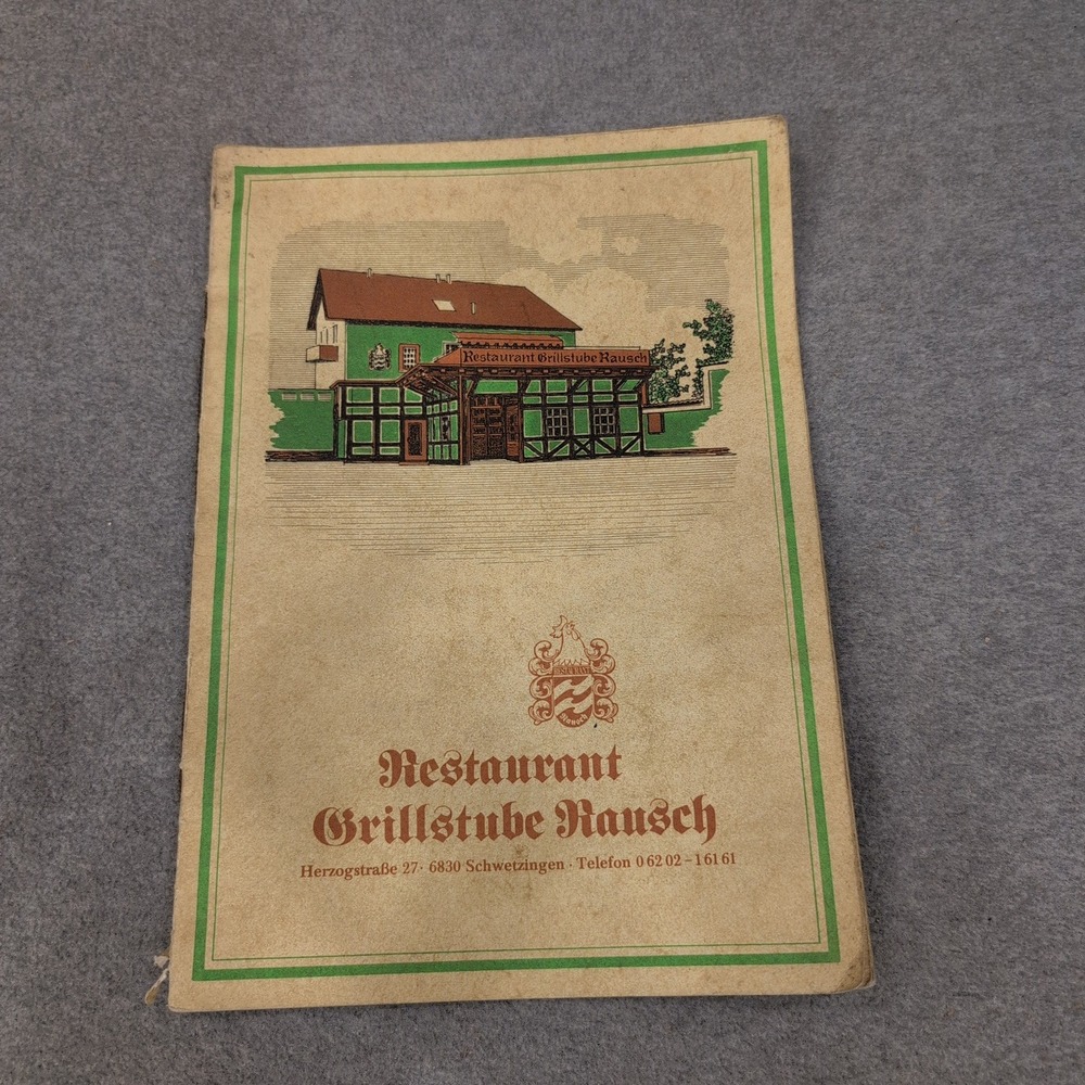 Vintage Restaurant Grillstube Rausch Menu Schwetzingen Germany German Ephemera - Picture 1 of 3